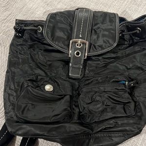 Coach backpack black nylon well loved 10” x12”